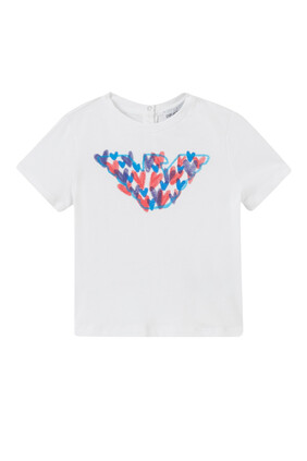 Macro Eagle Heart Print T-Shirt